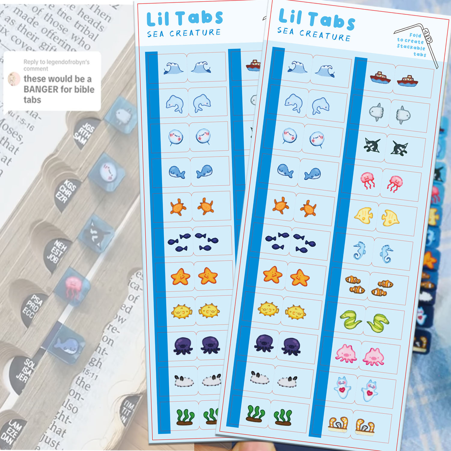Index Tab Divider - Sea Creature Lil Tab Stickers Tabs,Cute